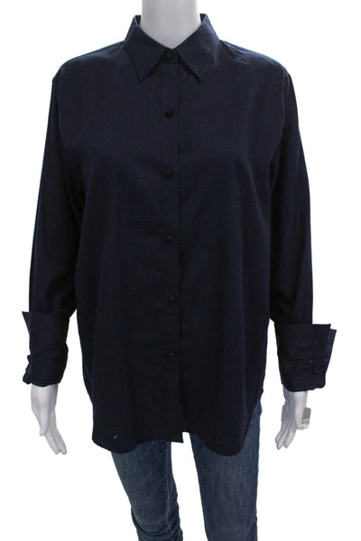 Lauren Ralph Lauren Women Cotton Button-Up Long Sleeve Blue Size L