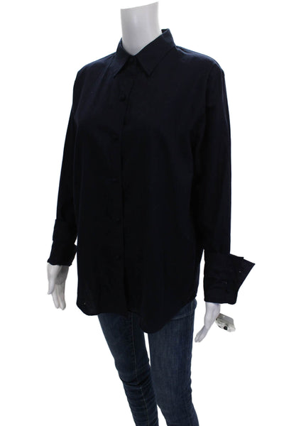 Lauren Ralph Lauren Women Cotton Button-Up Long Sleeve Blue Size L