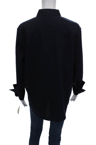 Lauren Ralph Lauren Women Cotton Button-Up Long Sleeve Blue Size L