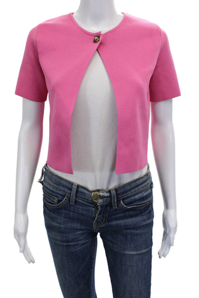 Zara Womens Shrug Sweater Pink Short Sleeve Round Neck Polyester Size S