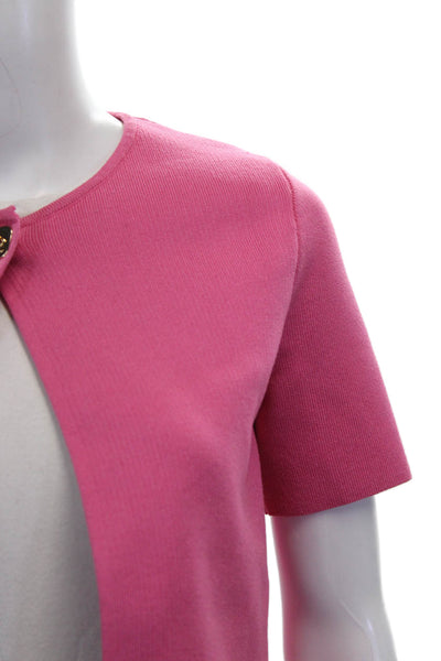 Zara Womens Shrug Sweater Pink Short Sleeve Round Neck Polyester Size S