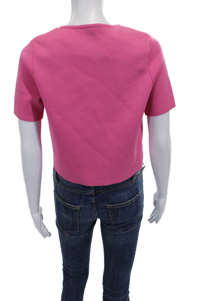 Zara Womens Shrug Sweater Pink Short Sleeve Round Neck Polyester Size S