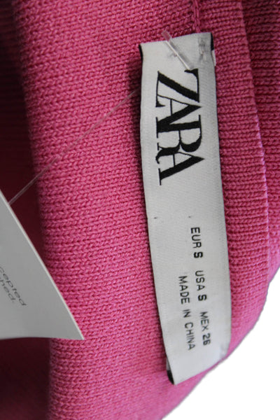 Zara Womens Shrug Sweater Pink Short Sleeve Round Neck Polyester Size S