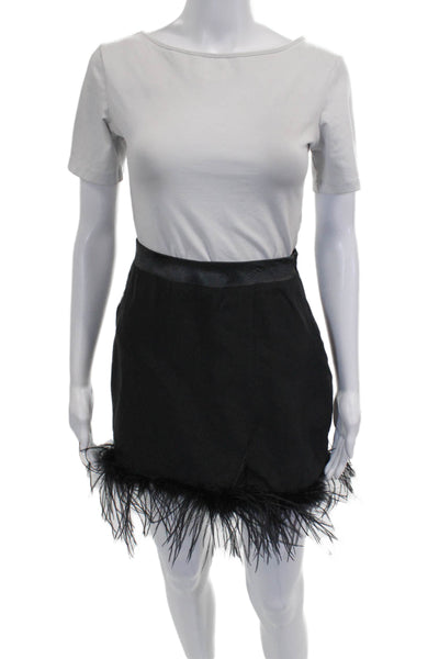 Donna Mizani Womens Mini Skirt Black Silk Zip Size S