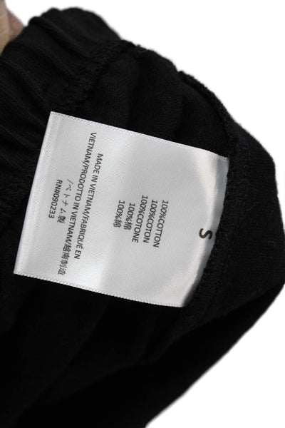 Essentials Womens Black Straight Pencil Skirt Cotton Drawstring Midi Size S