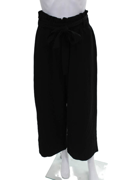 Elodie Women Paperbag Pants Black Polyester Pull On Size M