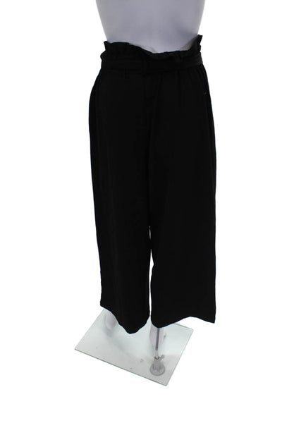Elodie Women Paperbag Pants Black Polyester Pull On Size M