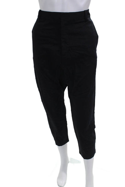 Nili Lotan Womens Cropped Virgin Wool Pants Black Zip Inseam 26 Size 6