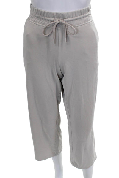 Athleta Women Cropped Gray Polyester Drawstring Pants Size M