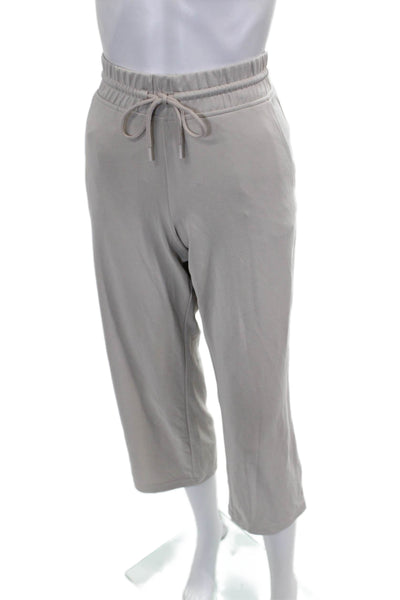 Athleta Women Cropped Gray Polyester Drawstring Pants Size M