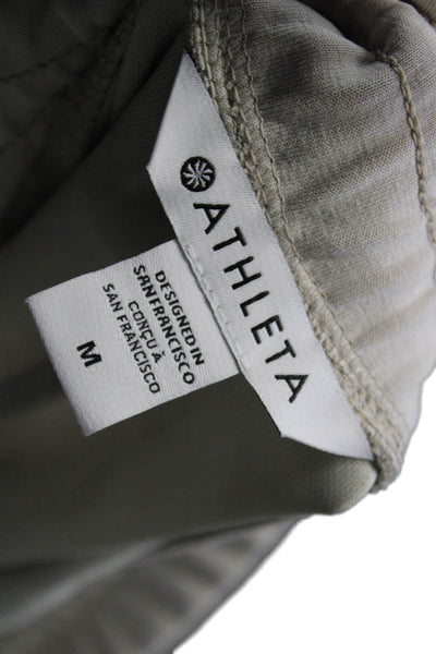 Athleta Women Cropped Gray Polyester Drawstring Pants Size M