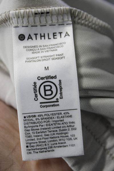 Athleta Women Cropped Gray Polyester Drawstring Pants Size M