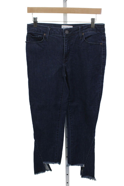 Parker Smith Women Cropped Denim Jeans High Rise Button Fly Blue Size 27