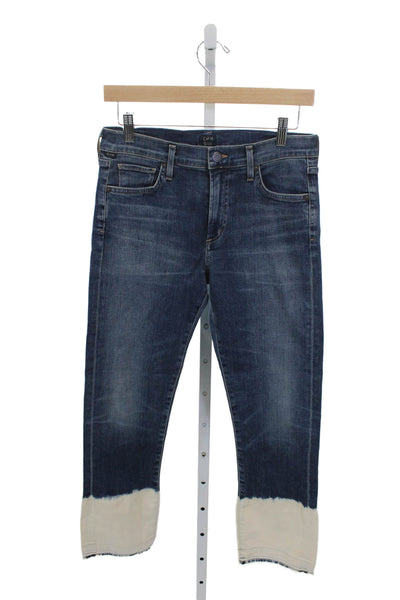 Citizens of Humanity Women Cropped Mid Rise Blue Cotton Jeans Size 27