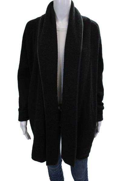 Vince Women Collared Black Cardigan 50% Yak Long Sleeve Size XS
