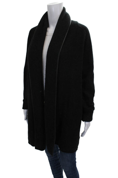 Vince Women Collared Black Cardigan 50% Yak Long Sleeve Size XS