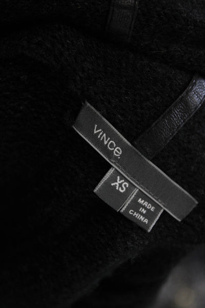 Vince Women Collared Black Cardigan 50% Yak Long Sleeve Size XS