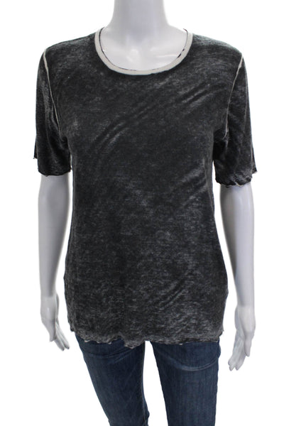 Kokun Women Gray Bamboo Scoop Neck Basic T-Shirt Short Sleeve Size M