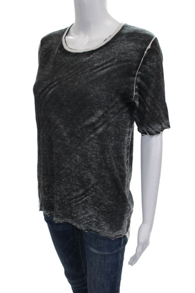 Kokun Women Gray Bamboo Scoop Neck Basic T-Shirt Short Sleeve Size M