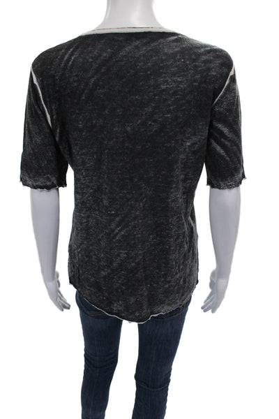 Kokun Women Gray Bamboo Scoop Neck Basic T-Shirt Short Sleeve Size M