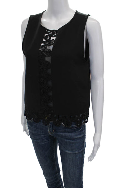 Yoana Baraschi Womens Black Sleeveless Basic Tank Round Neck Size 6