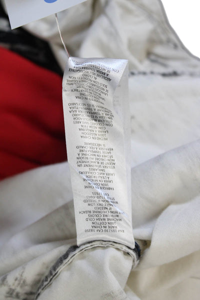 Current/Elliott Women Collared Cotton Button Up Shirt White Distressed Size 2