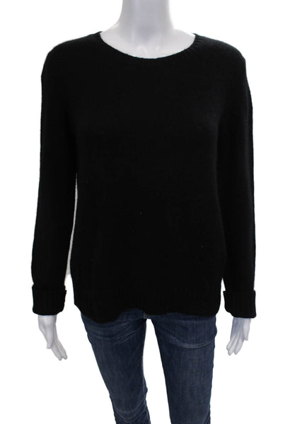 Skull Cashmere Women Black Crew Neck Pullover Sweater 100% Cashmere Size M