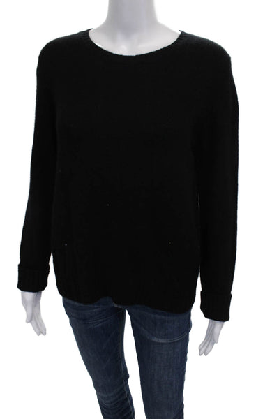 Skull Cashmere Women Black Crew Neck Pullover Sweater 100% Cashmere Size M