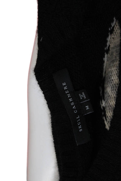Skull Cashmere Women Black Crew Neck Pullover Sweater 100% Cashmere Size M