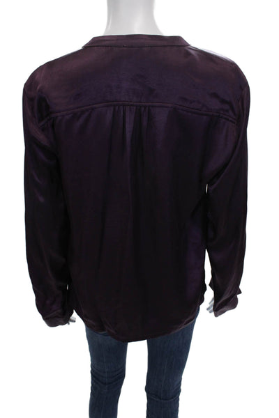 Nation LTD Womens Purple V-Neck Long Sleeve Basic Blouse Size S