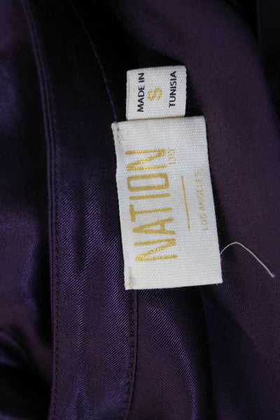 Nation LTD Womens Purple V-Neck Long Sleeve Basic Blouse Size S