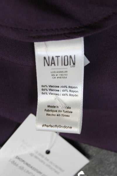 Nation LTD Womens Purple V-Neck Long Sleeve Basic Blouse Size S