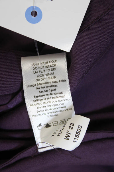Nation LTD Womens Purple V-Neck Long Sleeve Basic Blouse Size S