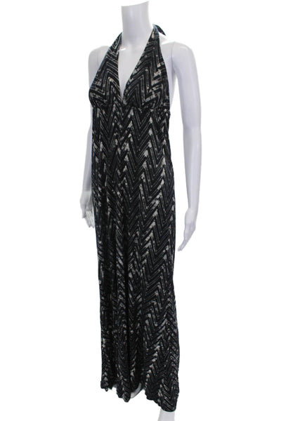 Lotta Stensson Women Maxi Dress Multicolor Chevron Halter Viscose Boho Size S