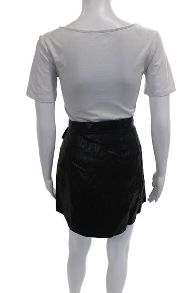 Zara Womens Black Mini Skirt Button Closure Viscose Metallic Size L
