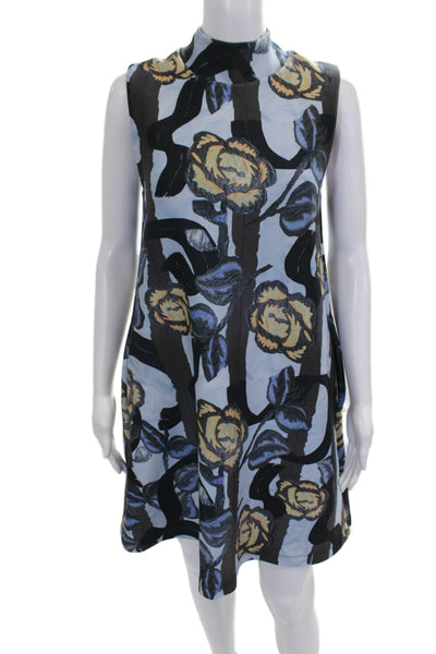 Cynthia Rowley Women Shift Dress Multicolor Mock Neck Sleeveless Size 2