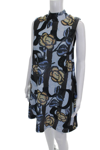 Cynthia Rowley Women Shift Dress Multicolor Mock Neck Sleeveless Size 2