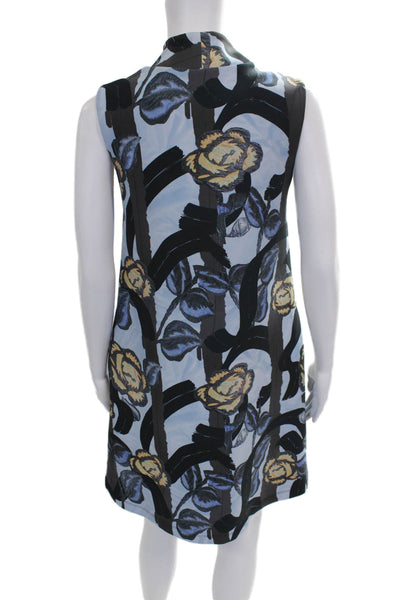 Cynthia Rowley Women Shift Dress Multicolor Mock Neck Sleeveless Size 2