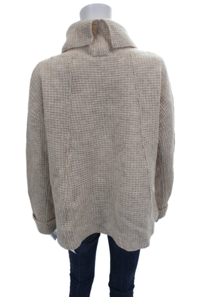 Free People Women Pullover Turtleneck Wool Long Sleeve Beige Size S