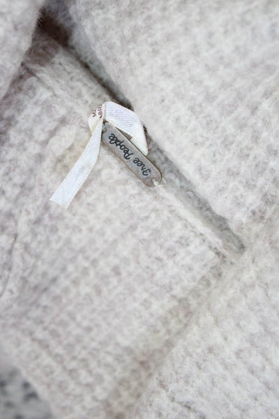 Free People Women Pullover Turtleneck Wool Long Sleeve Beige Size S