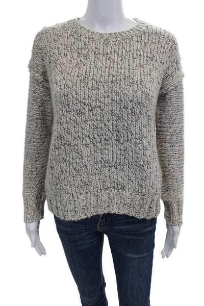 J Crew Women Gray Cotton Abstract Crewneck Long Sleeve Pullover Sweater Size XS