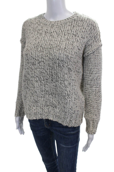 J Crew Women Gray Cotton Abstract Crewneck Long Sleeve Pullover Sweater Size XS