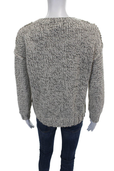 J Crew Women Gray Cotton Abstract Crewneck Long Sleeve Pullover Sweater Size XS