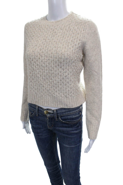 Zara Women Beige Pullover Sweater Crew Neck Long Sleeve Size L