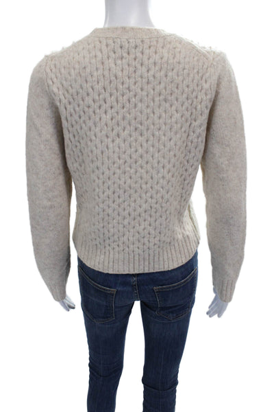 Zara Women Beige Pullover Sweater Crew Neck Long Sleeve Size L