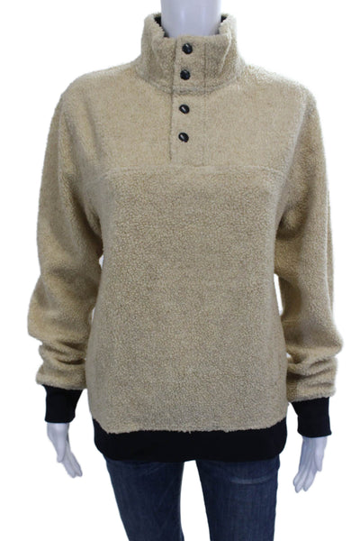J Crew Women Pullover Mock Neck Long Sleeve Beige Size S