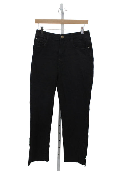 Zara Womens Straight Jeans Black Cotton High Rise Size 6