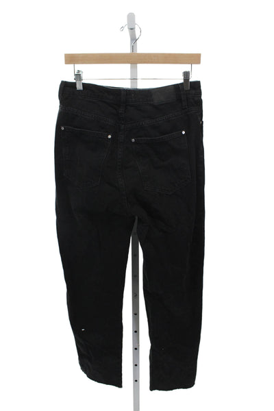 Zara Womens Straight Jeans Black Cotton High Rise Size 6