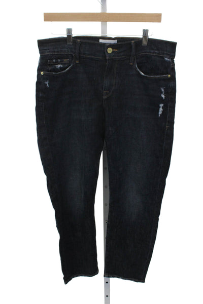 Frame Womens Cropped High Rise Blue Jeans 24in Inseam Size 29