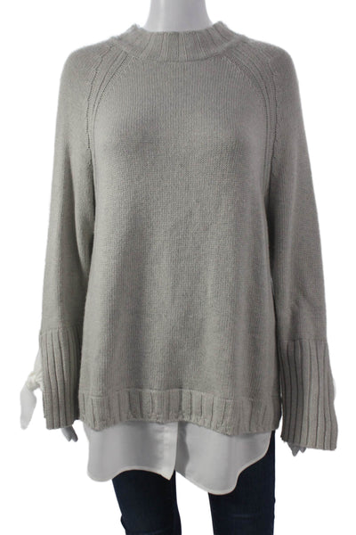 Brochu Walker Womens Cashmere Pullover Sweater Gray Mock Neck Size S